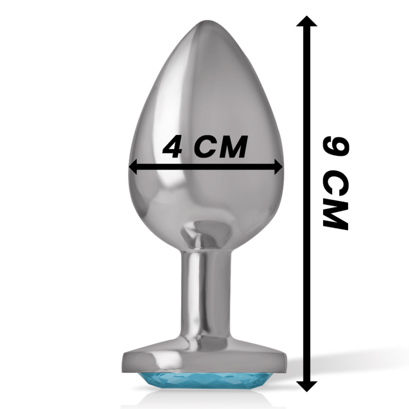 INTENSE - ALUMINUM METAL ANAL PLUG WITH BLUE CRYSTAL SIZE L - Kink&Play