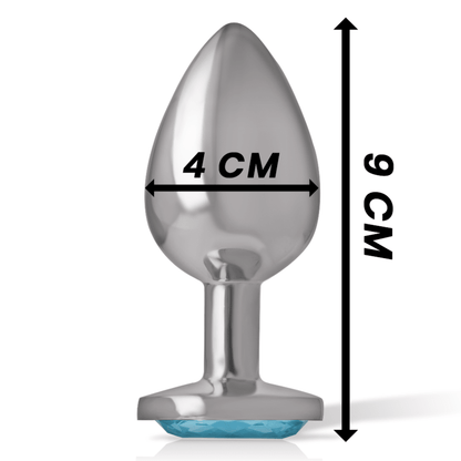 INTENSE - ALUMINUM METAL ANAL PLUG WITH BLUE CRYSTAL SIZE L - Kink&Play