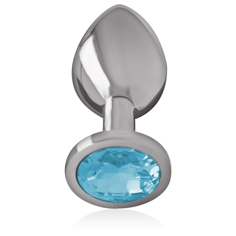 INTENSE - ALUMINUM METAL ANAL PLUG WITH BLUE GLASS SIZE M - Kink&Play