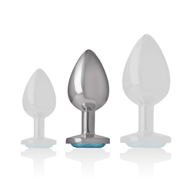 INTENSE - ALUMINUM METAL ANAL PLUG WITH BLUE GLASS SIZE M - Kink&Play