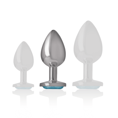 INTENSE - ALUMINUM METAL ANAL PLUG WITH BLUE GLASS SIZE M - Kink&Play