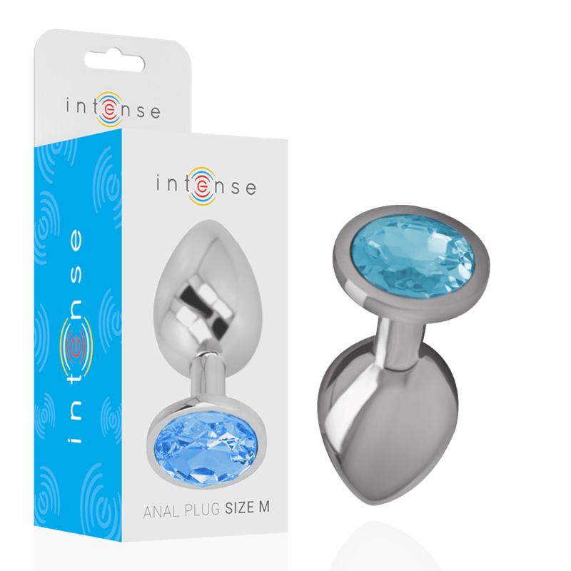 INTENSE - ALUMINUM METAL ANAL PLUG WITH BLUE GLASS SIZE M - Kink&Play