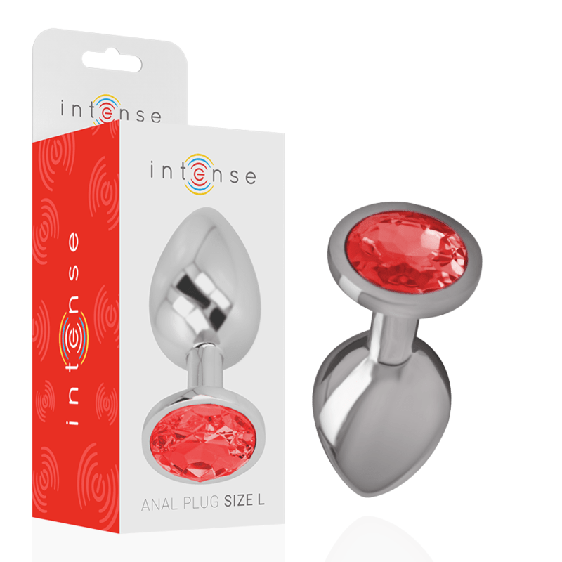 INTENSE - ALUMINUM METAL ANAL PLUG WITH RED CRYSTAL SIZE L - Kink&Play
