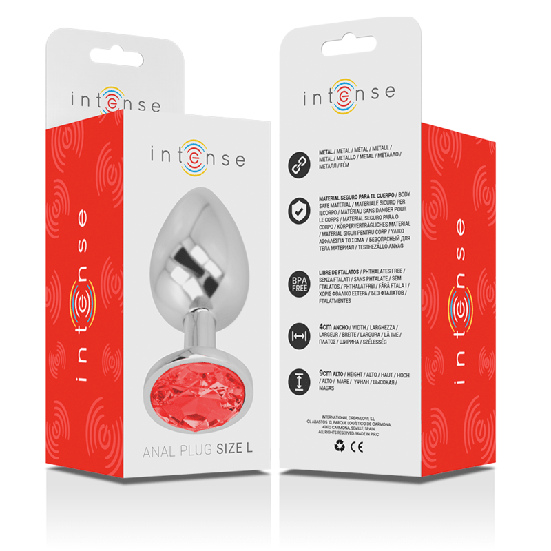 INTENSE - ALUMINUM METAL ANAL PLUG WITH RED CRYSTAL SIZE L - Kink&Play