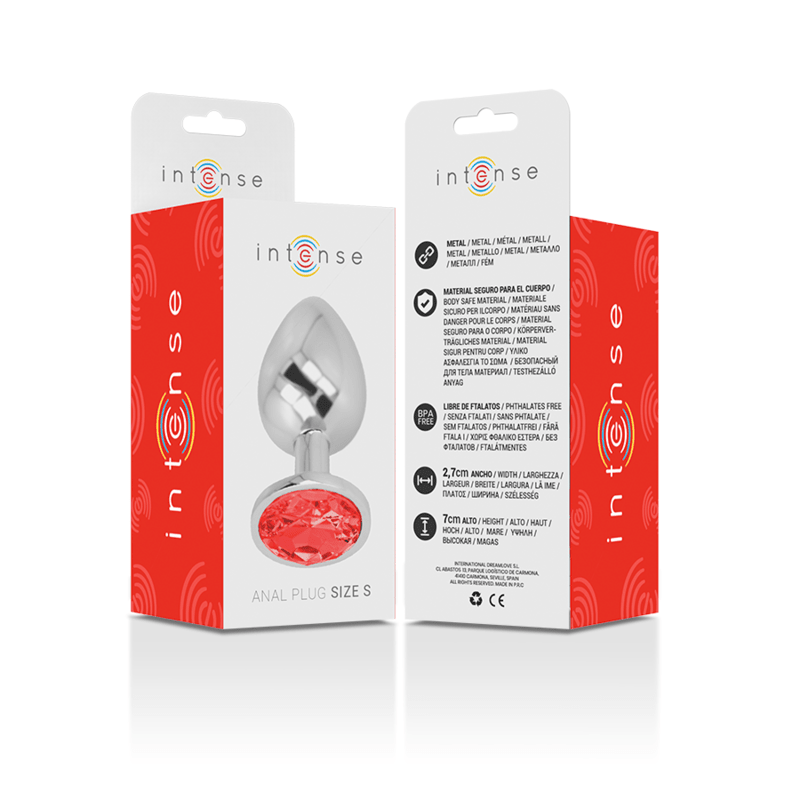 INTENSE - ALUMINUM METAL ANAL PLUG WITH RED CRYSTAL SIZE S - Kink&Play