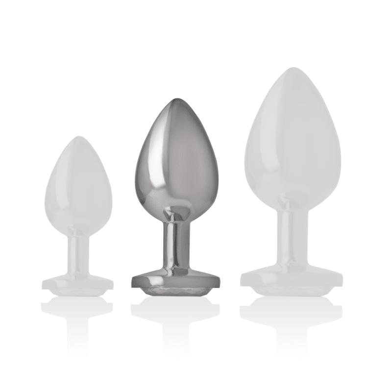 INTENSE - ALUMINUM METAL ANAL PLUG WITH SILVER CRYSTAL SIZE M - Kink&Play