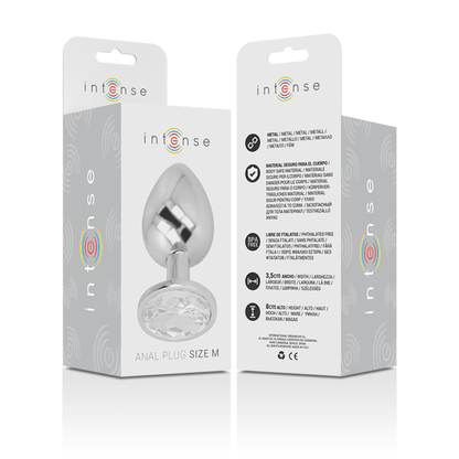 INTENSE - ALUMINUM METAL ANAL PLUG WITH SILVER CRYSTAL SIZE M - Kink&Play