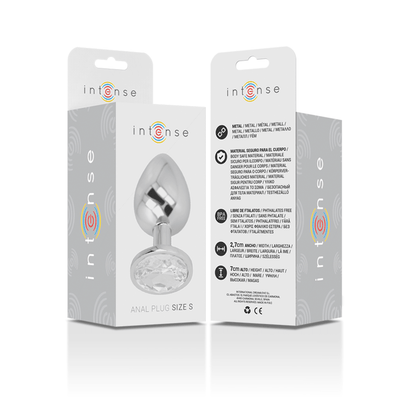 INTENSE - ALUMINUM METAL ANAL PLUG WITH SILVER CRYSTAL SIZE S - Kink&Play