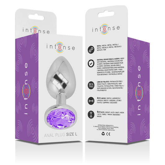INTENSE - ALUMINUM METAL ANAL PLUG WITH VIOLET CRYSTAL SIZE L - Kink&Play