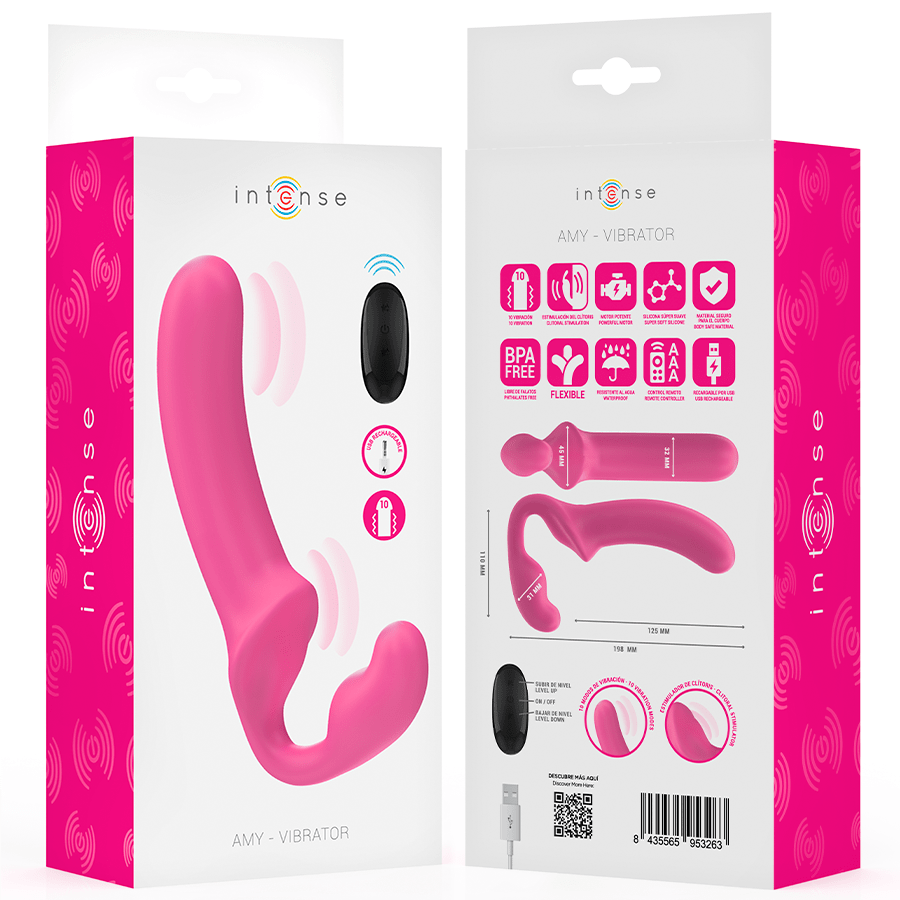 INTENSE - AMY DOUBLE VIBRATOR 20 CM PINK REMOTE CONTROL - Kink&Play