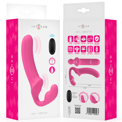 INTENSE - AMY DOUBLE VIBRATOR 20 CM PINK REMOTE CONTROL - Kink&Play