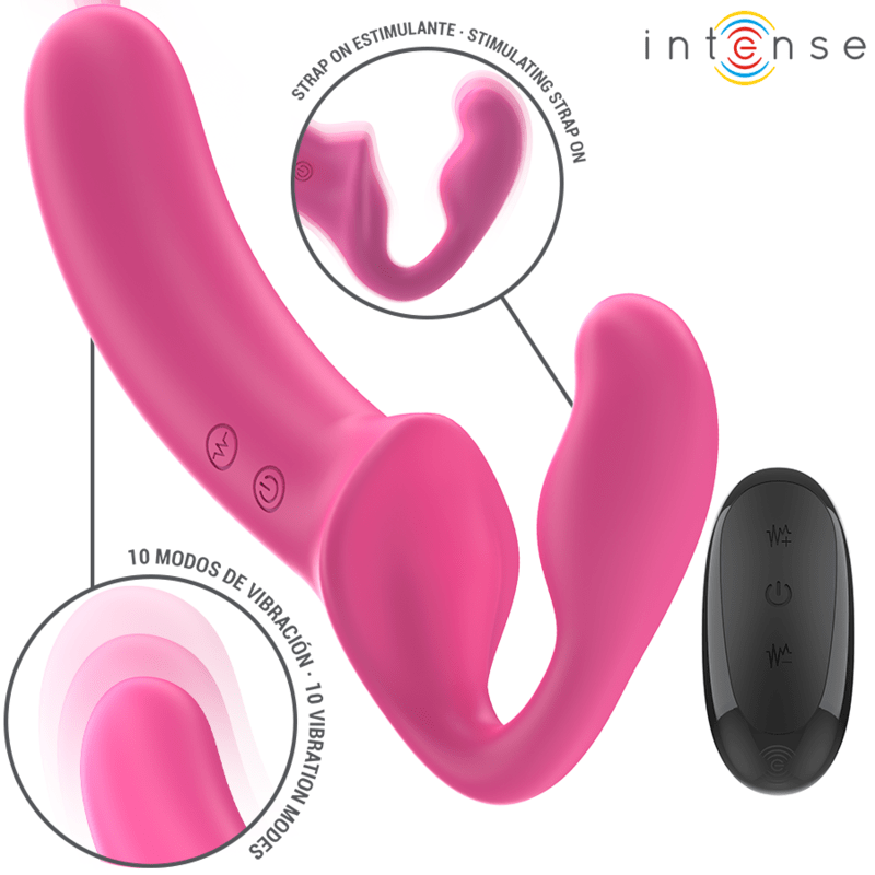 INTENSE - AMY DOUBLE VIBRATOR 20 CM PINK REMOTE CONTROL - Kink&Play