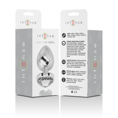 INTENSE - ANAL PLUG METAL ALUMINUM WHITE HEART SIZE L - Kink&Play