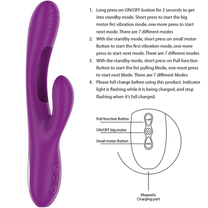 INTENSE - APOLO RECHARGEABLE MULTIFUNCTION VIBRATOR 7 VIBRATIONS WITH SWINGING MOTION PURPLE - Kink&Play