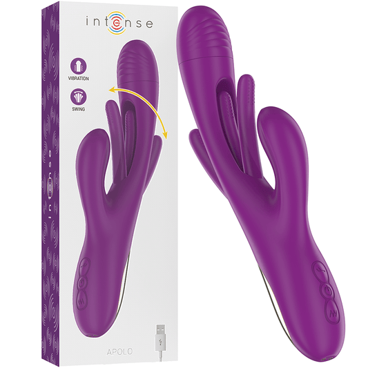 INTENSE - APOLO RECHARGEABLE MULTIFUNCTION VIBRATOR 7 VIBRATIONS WITH SWINGING MOTION PURPLE - Kink&Play