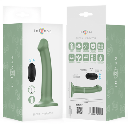 INTENSE - BECCA VIBRATOR WITH SUCTION CUP 10 VIBRATIONS GREEN REMOTE CONTROL - Kink&Play