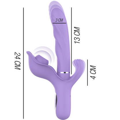 INTENSE - BILLIE RECHARGEABLE MULTIFUNCTION VIBRATOR STIMULATING WAVES WITH PURPLE PUSH BUTTON - Kink&Play