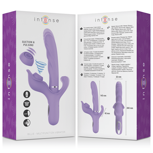 INTENSE - BILLIE RECHARGEABLE MULTIFUNCTION VIBRATOR STIMULATING WAVES WITH PURPLE PUSH BUTTON - Kink&Play