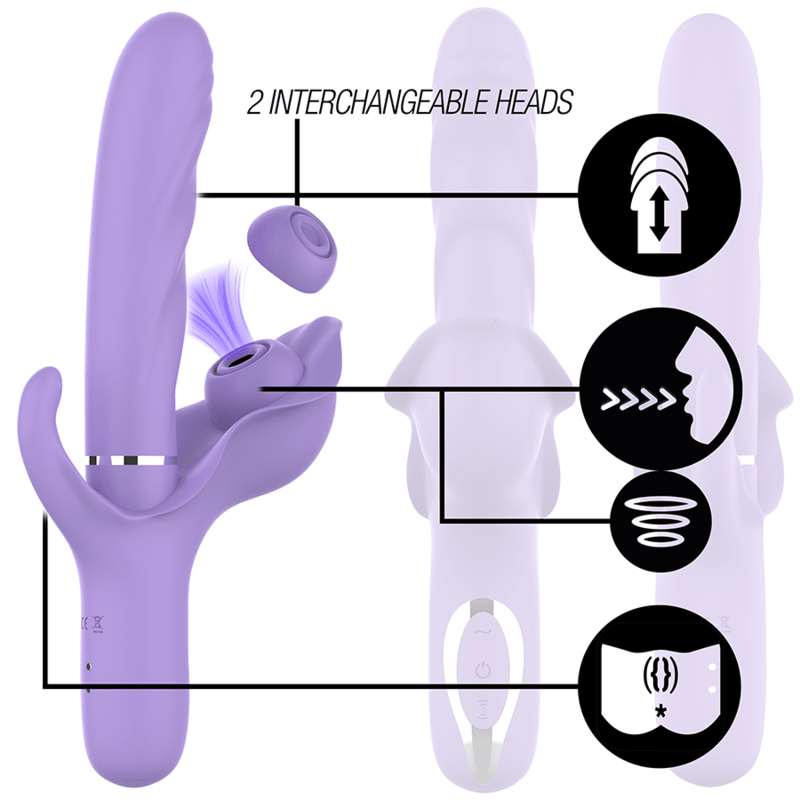 INTENSE - BILLIE RECHARGEABLE MULTIFUNCTION VIBRATOR STIMULATING WAVES WITH PURPLE PUSH BUTTON - Kink&Play