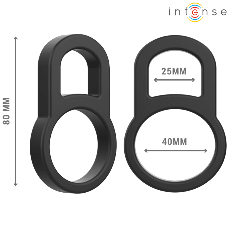 INTENSE - BOBBY DOUBLE SILICONE PENIS RING BLACK - Kink&Play