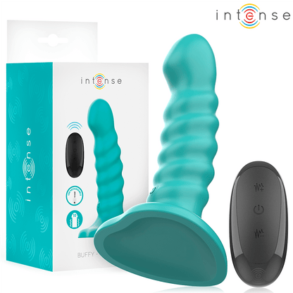 INTENSE - BUFFY VIBRATOR SIZE S SPIRAL DESIGN 10 VIBRATIONS BLUE REMOTE CONTROL - Kink&Play