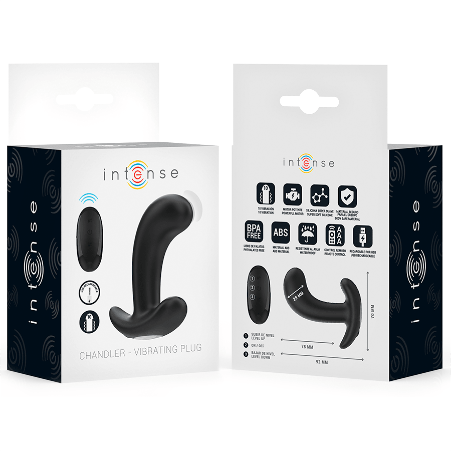 INTENSE - CHANDLER ANAL PLUG 10 VIBRATIONS BLACK REMOTE CONTROL - Kink&Play