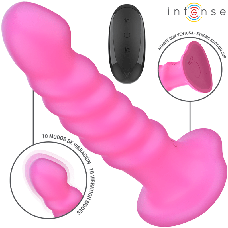 INTENSE - CINDY VIBRATOR SIZE L SPIRAL DESIGN 10 VIBRATIONS PINK REMOTE CONTROL - Kink&Play