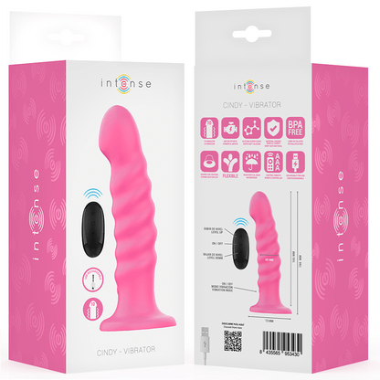 INTENSE - CINDY VIBRATOR SIZE L SPIRAL DESIGN 10 VIBRATIONS PINK REMOTE CONTROL - Kink&Play