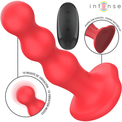 INTENSE - CODY VIBRATOR WITH SUCTION CUP RED REMOTE CONTROL - Kink&Play