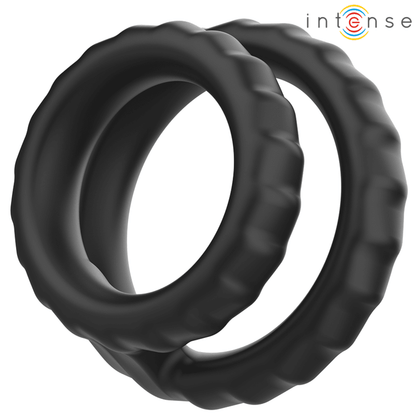 INTENSE - DEWEY DOUBLE SILICONE PENIS RING BLACK MODEL 2 - Kink&Play