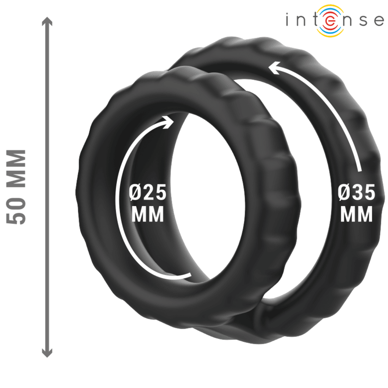 INTENSE - DEWEY DOUBLE SILICONE PENIS RING BLACK MODEL 2 - Kink&Play