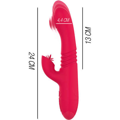 INTENSE - DUA MULTIFUNCTION RECHARGEABLE UP & DOWN VIBRATOR WITH RED TONGUE - Kink&Play