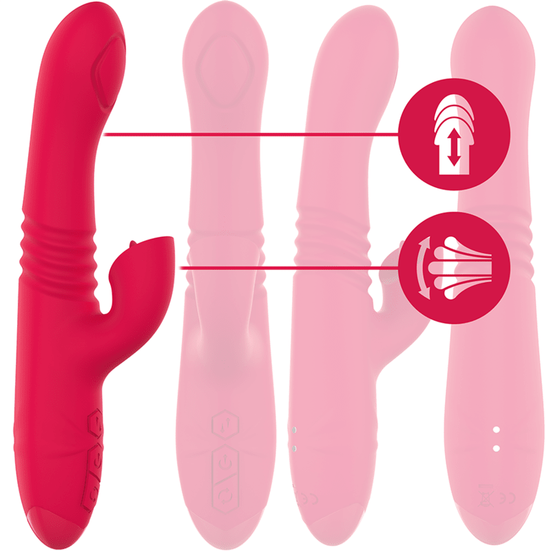 INTENSE - DUA MULTIFUNCTION RECHARGEABLE UP & DOWN VIBRATOR WITH RED TONGUE - Kink&Play