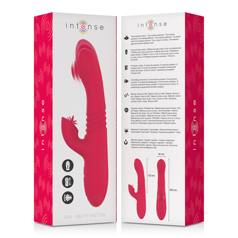 INTENSE - DUA MULTIFUNCTION RECHARGEABLE UP & DOWN VIBRATOR WITH RED TONGUE - Kink&Play
