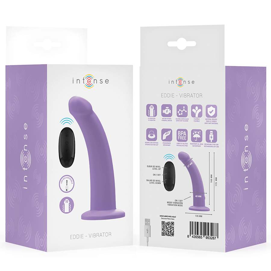 INTENSE - EDDIE VIBRATOR 17.5 CM 10 VIBRATIONS PURPLE REMOTE CONTROL - Kink&Play
