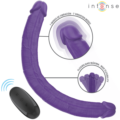 INTENSE - GUNTER DILDO DOUBLE VIBRATOR 40 CM PURPLE REMOTE CONTROL - Kink&Play