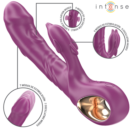 INTENSE - HALLE MULTIFUNCTION VIBRATOR WITH DOLPHIN STIMULATING TONGUE PURPLE - Kink&Play