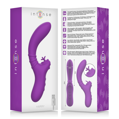 INTENSE - HARRY FLEXIBLE VIBRATOR WITH PURPLE TONGUE - Kink&Play