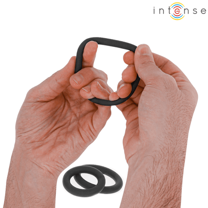 INTENSE - HUGH 3 BASIC SILICONE PENIS RINGS BLACK - Kink&Play