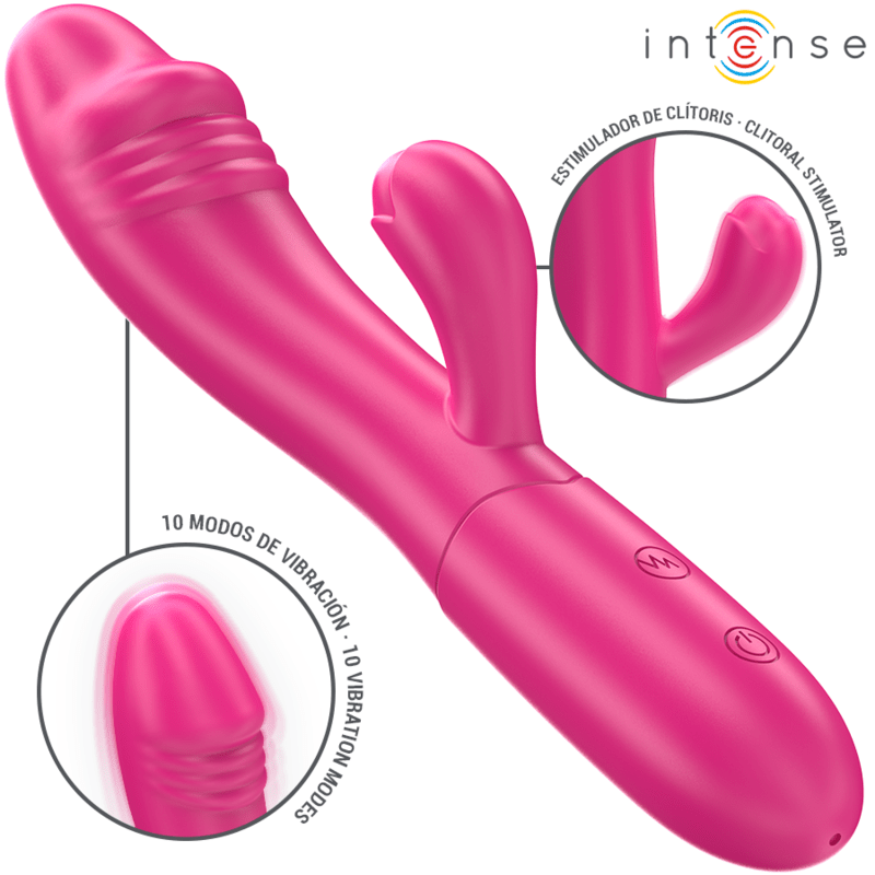 INTENSE - IVY FLEXIBLE VIBRATOR 10 VIBRATIONS WITH STIMULATING TONGUE PINK - Kink&Play