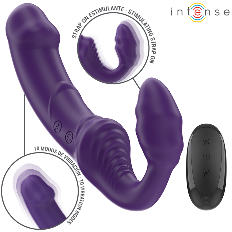 INTENSE - JILL DOUBLE VIBRATOR 20 CM PURPLE REMOTE CONTROL - Kink&Play