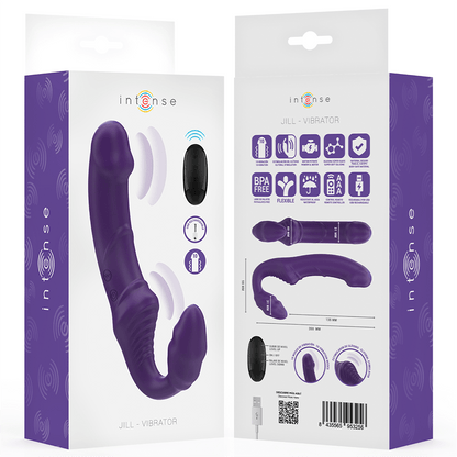 INTENSE - JILL DOUBLE VIBRATOR 20 CM PURPLE REMOTE CONTROL - Kink&Play