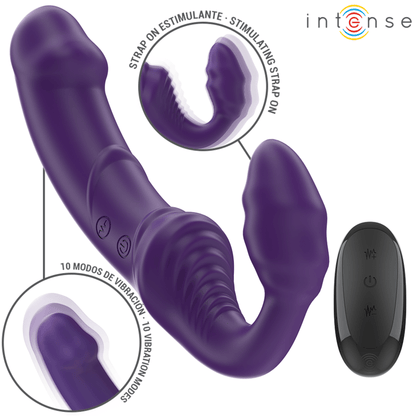INTENSE - JILL DOUBLE VIBRATOR 20 CM PURPLE REMOTE CONTROL - Kink&Play