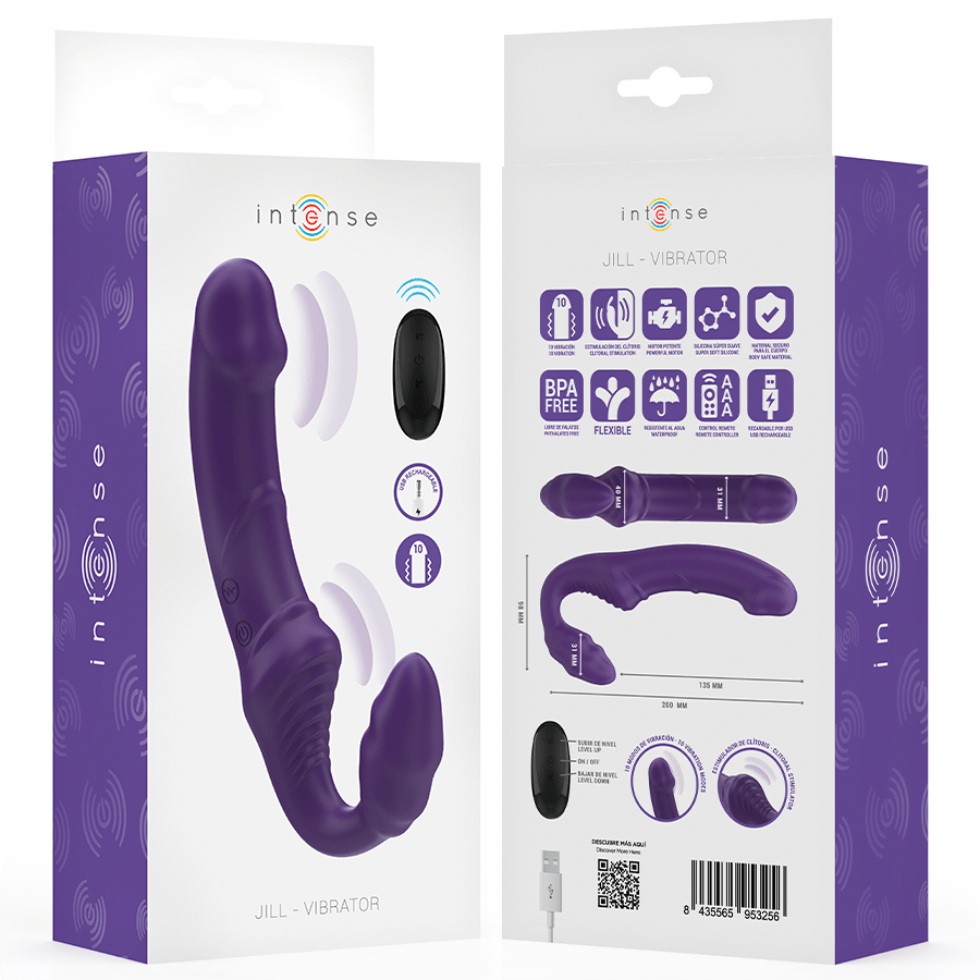 INTENSE - JILL DOUBLE VIBRATOR 20 CM PURPLE REMOTE CONTROL - Kink&Play