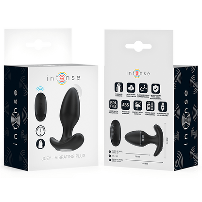 INTENSE - JOEY ANAL PLUG 10 VIBRATIONS BLACK REMOTE CONTROL - Kink&Play
