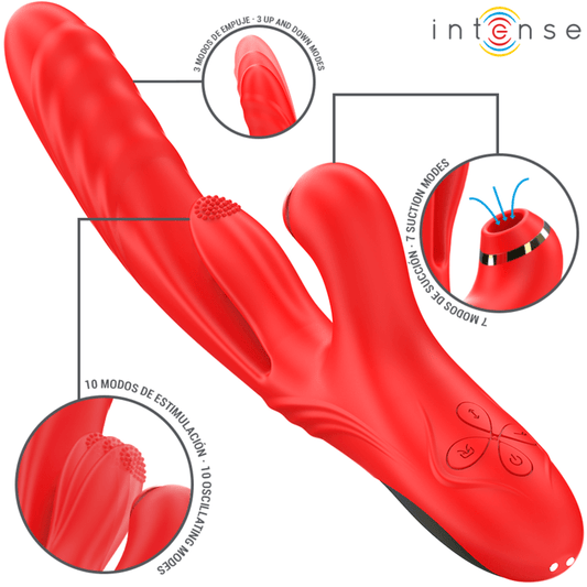 INTENSE - KAROL MULTIFUNCTION VIBRATOR THRUST & STIMULATION & STIMULATING WAVES RED - Kink&Play