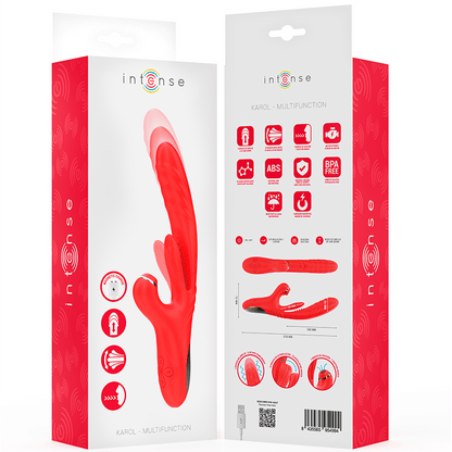 INTENSE - KAROL MULTIFUNCTION VIBRATOR THRUST & STIMULATION & STIMULATING WAVES RED - Kink&Play