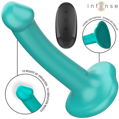 INTENSE - KATIE VIBRATOR WITH SUCTION CUP 10 VIBRATIONS BLUE REMOTE CONTROL - Kink&Play