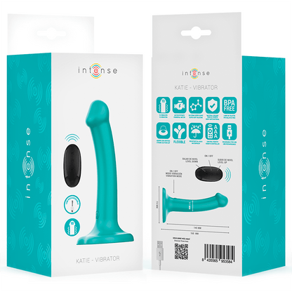 INTENSE - KATIE VIBRATOR WITH SUCTION CUP 10 VIBRATIONS BLUE REMOTE CONTROL - Kink&Play