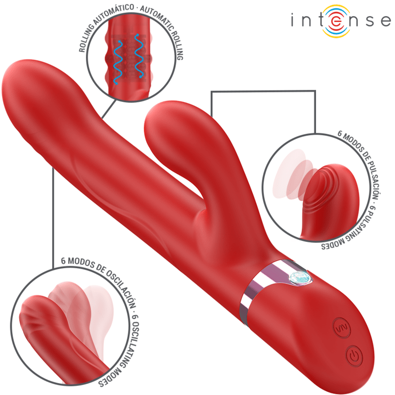 INTENSE - LELE MULTIFUNCTION VIBRATOR ROTATING & OSCILLATION & STIMULATION RED - Kink&Play